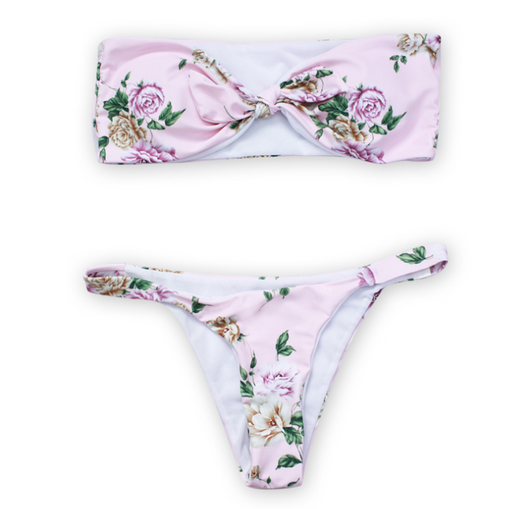 Bikini Bandeau Floral con Tanga Brasilera - Traje de Baño Sexy Tallas S-L - Image 4