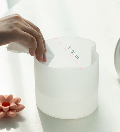 White cylindrical ultrasonic humidifier with a pink lotus flower on top, powered by USB for aromatherapy. - Image 4