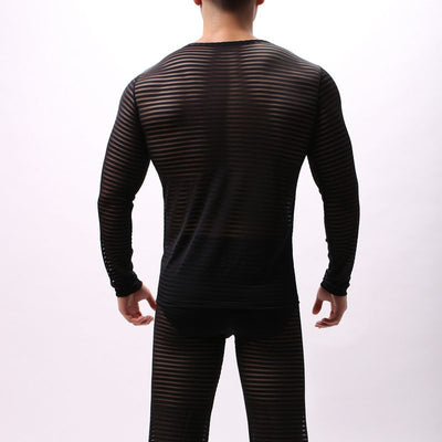 Camiseta Manga Larga a Rayas Talla Grande para Hombre - Image 13