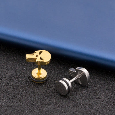 Aretes de Calavera en Acero Titanio Hipoalergénico para Hombre - Image 3