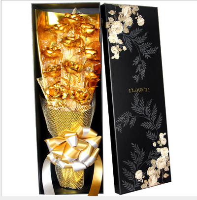 Rosa Dorada 24K con Lámina de Oro - Ramo de Rosas Eternas para Matrimonio y Aniversario - Image 23