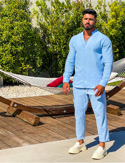 Traje Deportivo Europeo Hombre con Mangas Largas de Lino - Ropa de Trabajo Versátil - Image 27