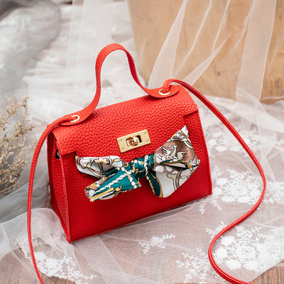 Bolso de Hombro con Pañuelo de Seda Estampado Lichi - Image 7