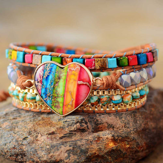 Pulsera Tejida a Mano en Piedra Imperial Natural - Image 2