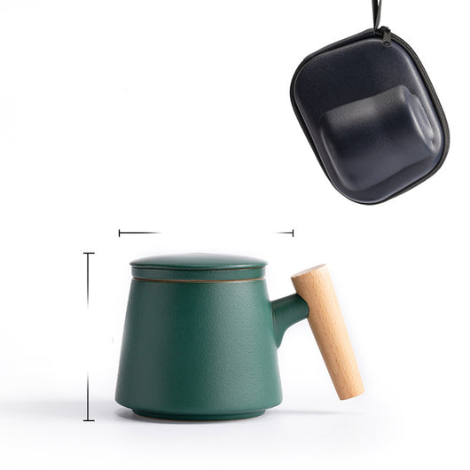 Taza de Cerámica Minimalista para Oficina con Mango de Madera - Image 15