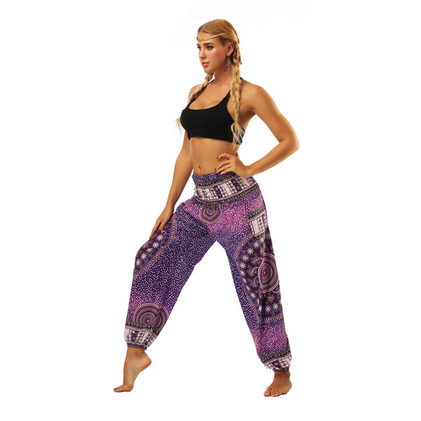 Pantalones Harem Estampados Digitales con Cintura Elástica Suelta