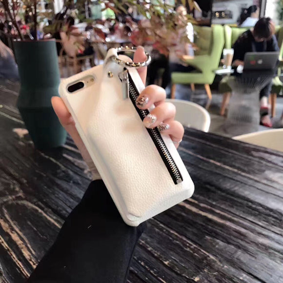 Funda iPhone con Bolsa de Cuero y Llavero Compatible