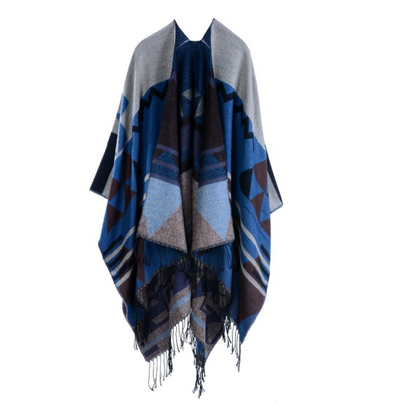 Poncho Bohemio de Cachemira con Borlas - Abrigo Étnico para Otoño e Invierno - Image 8