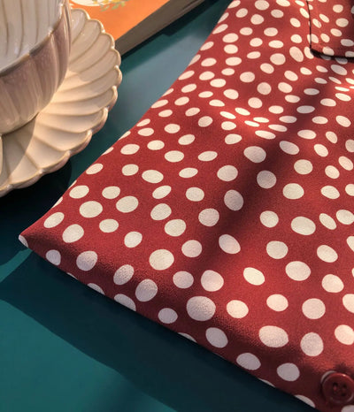 Camisa Vintage Burdeos con Lunares en Seda - Cuello Solapa Manga Larga - Image 19