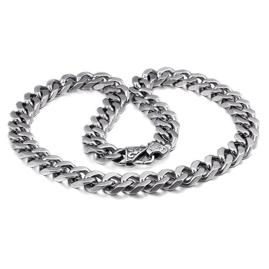 Collar de Acero Titanio Cadena Gruesa Estilo Caballo para Hombre - Image 2
