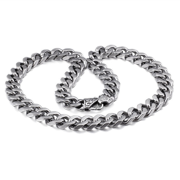 Collar de Acero Titanio Cadena Gruesa Estilo Caballo para Hombre