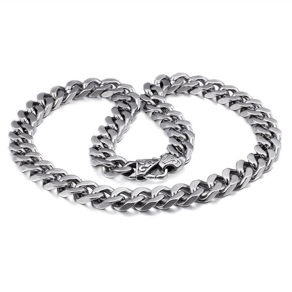 Collar de Acero Titanio Cadena Gruesa Estilo Caballo para Hombre