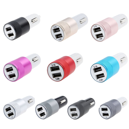 Cargador Dual USB para Auto 2.1A Aluminio Resistente