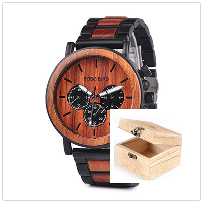 Reloj de Madera BOBO BIRD Cronógrafo Militar Lujo para Hombre - Image 44