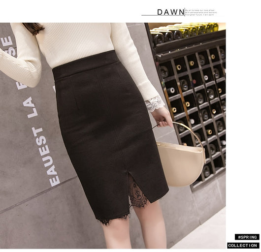 Falda Elástica Talla Grande con Panel de Encaje y Dobladillo Reforzado - Image 9