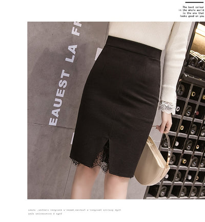 Falda Elástica Talla Grande con Panel de Encaje y Dobladillo Reforzado - Image 10