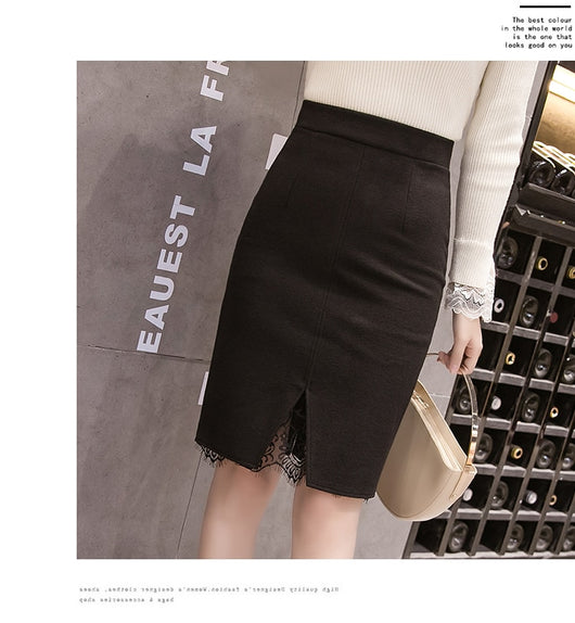 Falda Elástica Talla Grande con Panel de Encaje y Dobladillo Reforzado - Image 10