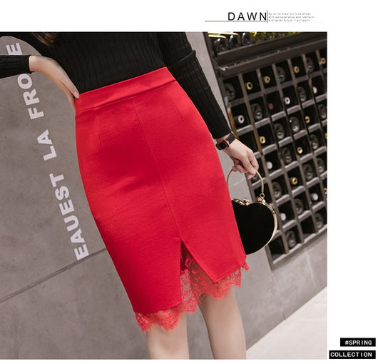 Falda Elástica Talla Grande con Panel de Encaje y Dobladillo Reforzado - Image 17