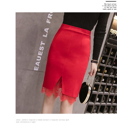 Falda Elástica Talla Grande con Panel de Encaje y Dobladillo Reforzado - Image 18