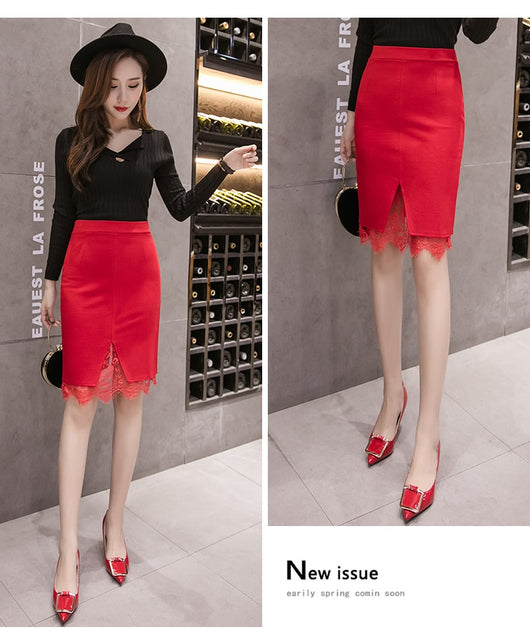 Falda Elástica Talla Grande con Panel de Encaje y Dobladillo Reforzado - Image 21