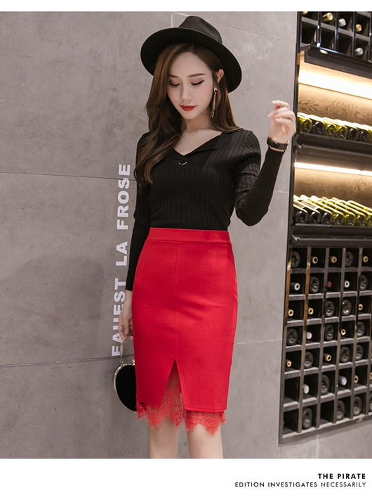 Falda Elástica Talla Grande con Panel de Encaje y Dobladillo Reforzado - Image 22