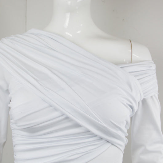 Blusa de Manga Larga con Pliegues Diagonales Estilo Europeo - Image 8