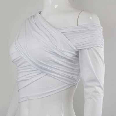 Blusa de Manga Larga con Pliegues Diagonales Estilo Europeo - Image 9