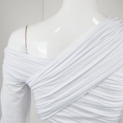 Blusa de Manga Larga con Pliegues Diagonales Estilo Europeo - Image 11
