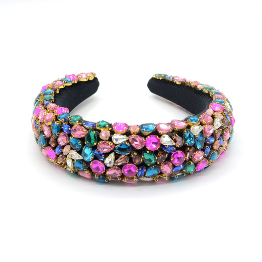 Diadema Ancha Artesanal con Gemas de Cristal y Base Esponjosa - Image 14