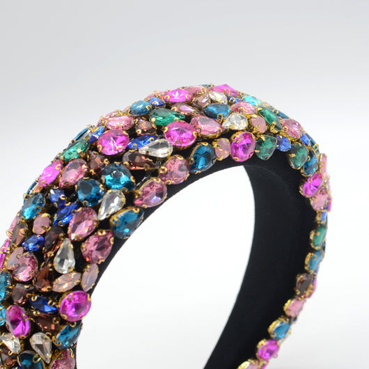 Diadema Ancha Artesanal con Gemas de Cristal y Base Esponjosa - Image 15