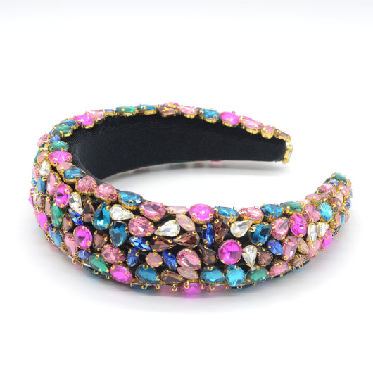 Diadema Ancha Artesanal con Gemas de Cristal y Base Esponjosa - Image 16
