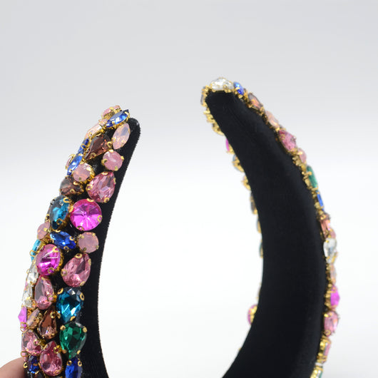 Diadema Ancha Artesanal con Gemas de Cristal y Base Esponjosa - Image 17