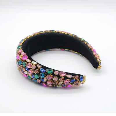 Diadema Ancha Artesanal con Gemas de Cristal y Base Esponjosa - Image 18