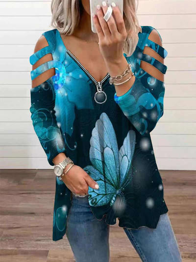 Blusa Suelta de Manga Larga con Cierre y Estampado para Mujer - Image 11