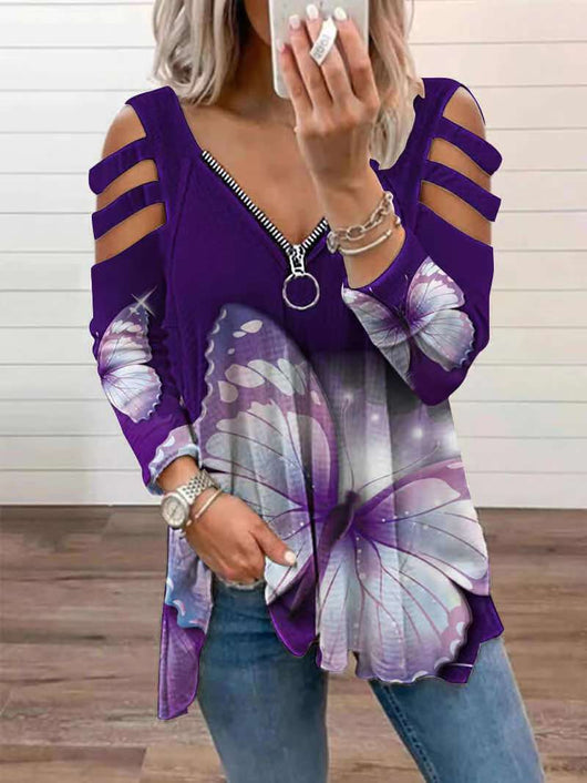 Blusa Suelta de Manga Larga con Cierre y Estampado para Mujer - Image 14
