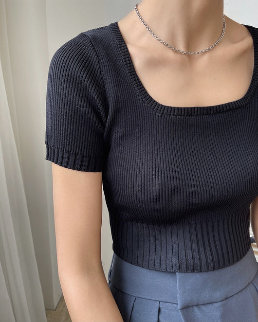 Top Corto Escote Cuadrado Efecto Reductor para Mujer - Tejido Punto Elegante - Image 20