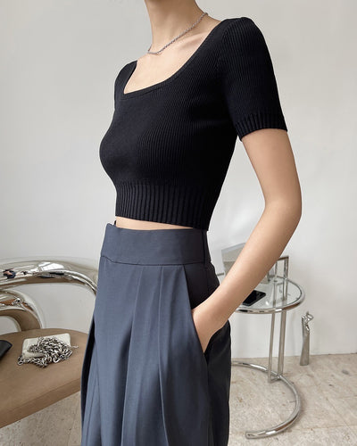 Top Corto Escote Cuadrado Efecto Reductor para Mujer - Tejido Punto Elegante - Image 22