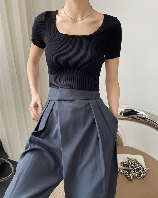 Top Corto Escote Cuadrado Efecto Reductor para Mujer - Tejido Punto Elegante - Image 23