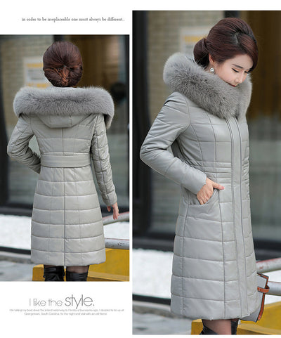 Abrigo de Invierno de Cuero PU y Algodón para Mujeres Maduras - Image 15
