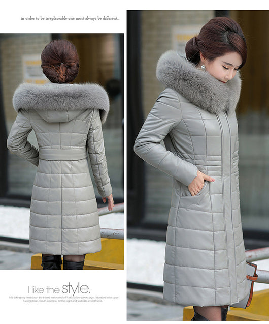 Abrigo de Invierno de Cuero PU y Algodón para Mujeres Maduras - Image 15