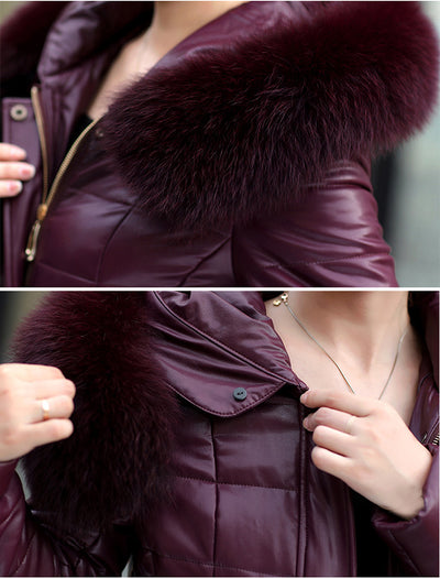 Abrigo de Invierno de Cuero PU y Algodón para Mujeres Maduras - Image 16