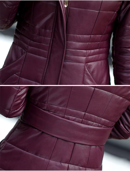 Abrigo de Invierno de Cuero PU y Algodón para Mujeres Maduras - Image 17