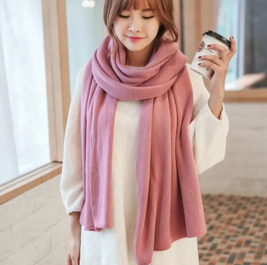 Bufanda de Lana Merino y Cachemira Tejida Estilo Coreano Unisex - Image 16