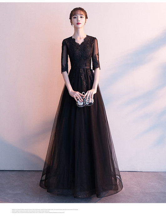 Vestido Largo Elegante Negro para Reuniones Anuales - Image 14