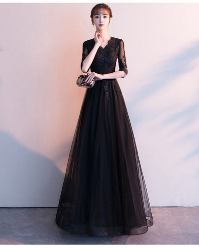 Vestido Largo Elegante Negro para Reuniones Anuales - Image 15