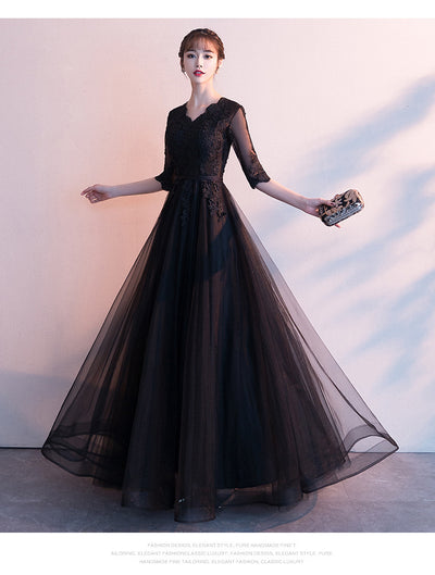 Vestido Largo Elegante Negro para Reuniones Anuales - Image 17