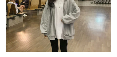 Sudadera Negra Holgada con Cierre para Mujer - Image 8