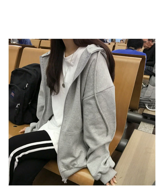 Sudadera Negra Holgada con Cierre para Mujer - Image 13