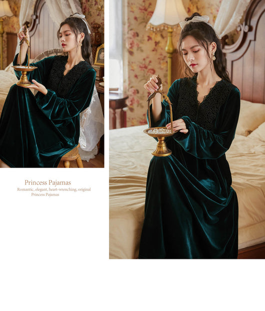 Pijama Largo de Terciopelo Dorado Estilo Corte - Image 22