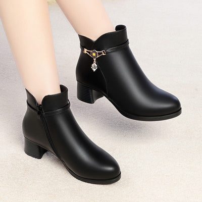 Botas Cortas de Cachemira y Cuero para Otoño e Invierno - Image 12
